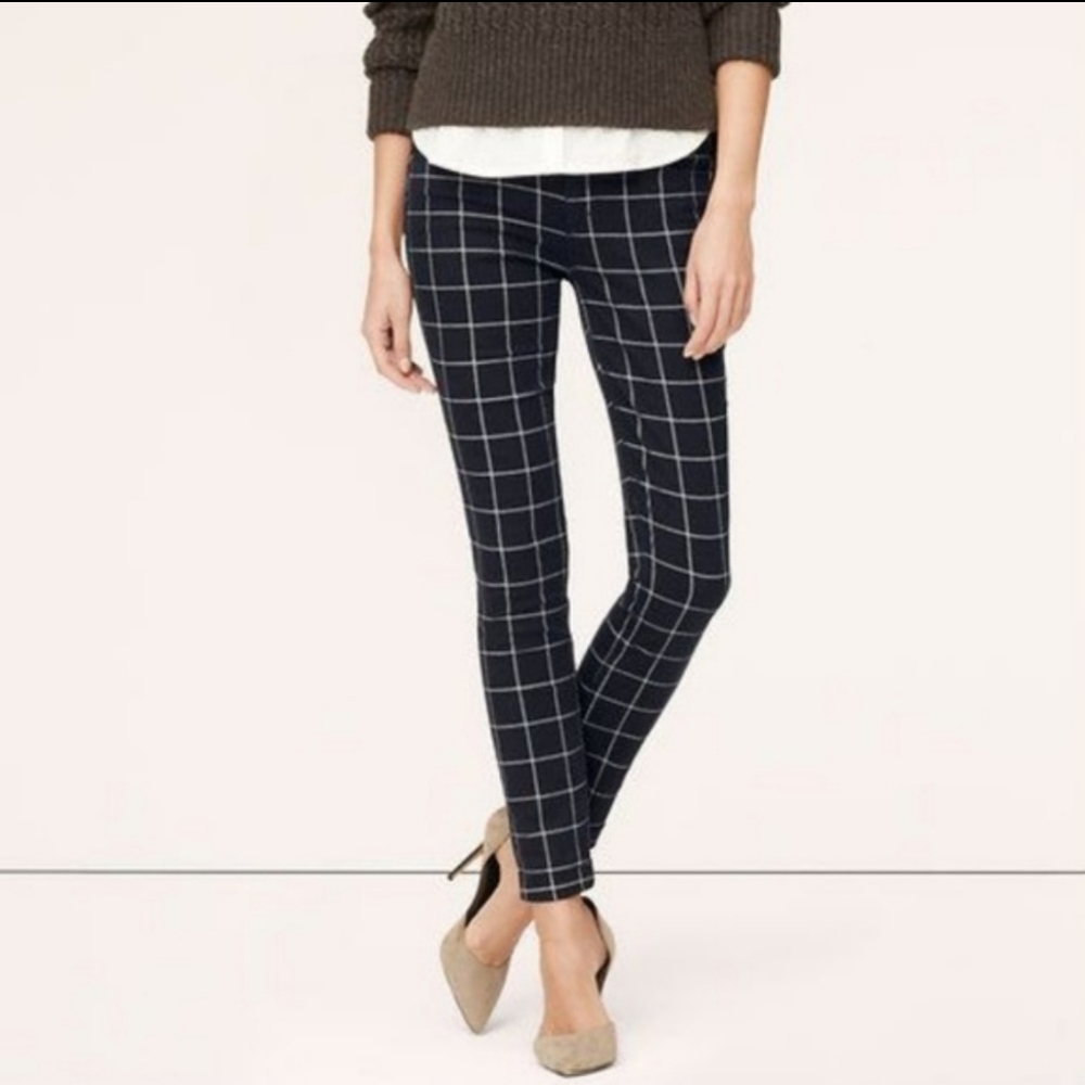 Navy plaid 29/8 Modern Skinny Ankle cuffed jeans
